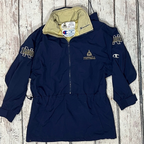 Vintage 90s Notre Dame Fighting Irish Champion 1990s Windbreak Coat Jacket - Picture 1 of 10